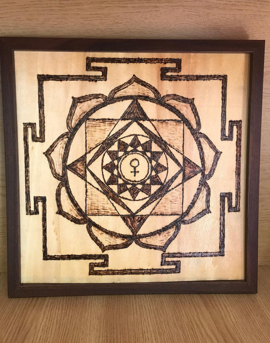 Yantra lui Venus - Pirogravură pe lemn